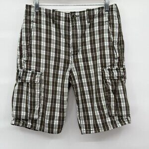 Levis Plaid Cargo Shorts Y2K Skater Brown‎ White 30 Waist Shorts Comfort